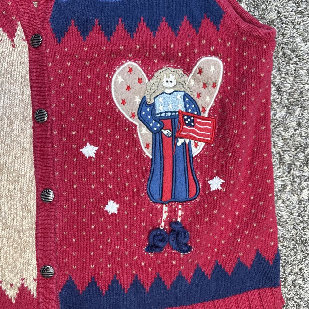 Vintage Women’s Quacker Factory Americana Red Knitted Sweater Vest Size Large - Picture 5 of 11